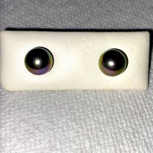 Grey 10mm Majorica Pearl Sterling Silver Earrings